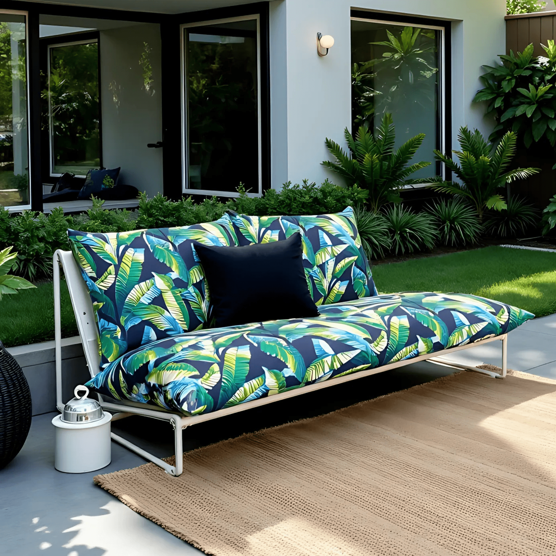 Rockin Cushions IKEA Outdoor Slipcovers 1 pillow and 1 seat cover Blue Palms Outdoor Slipcovers, Compatible with IKEA Havsten